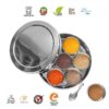 Mumma’s LIFE stainless steel masala box with glass lid”2. “Transparent lid spice box organizer”3. “7-compartment glass top masala dabba”4. “Rust-proof kitchen masala box viewable lid”5. “Food-grade steel masala container with spoon