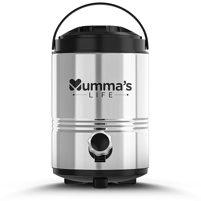 1. “Insulated steel water jug with tap – Mumma’s LIFE”2. “Hot & cold beverage jug stainless steel 3L”3. “Portable thermosteel jug with handle”4. “Stainless steel water carrier for outdoors”5. “Large capacity 3L insulated water jug"