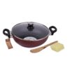 5L non-stick induction kadhai with glass lid