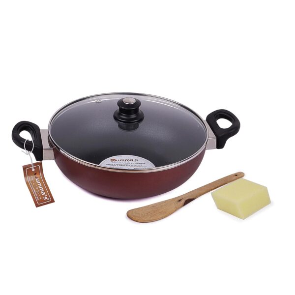 5L non-stick induction kadhai with glass lid
