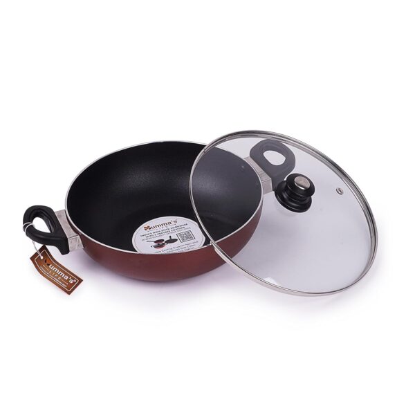 PFOA-free non-stick kadai for induction cooktop